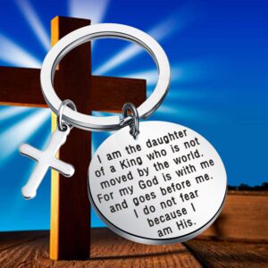 MYOSPARK I Am The Daughter Of A King Christian Keychain Religious Jewelry Inspirational Gift For Women Baptism Gift (Daughter Of A King Keychain)