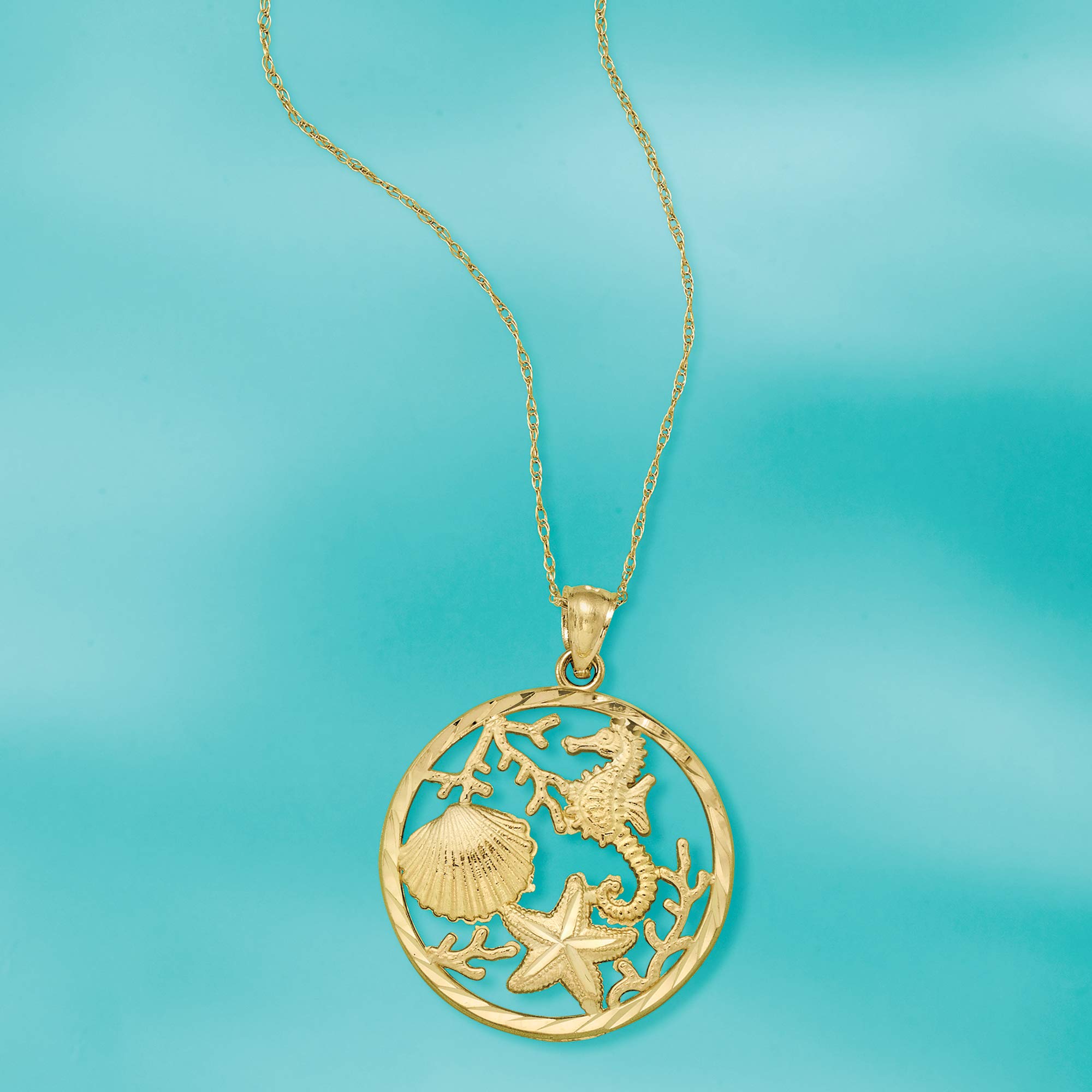 Ross-Simons 14kt Yellow Gold Sea Life Pendant Necklace. 18 inches