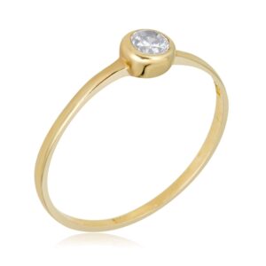 AVORA 10K Yellow Gold Bezel-set 1/10 ct. Simulated Diamond CZ Stackable Midi Ring - Size 8 - Size 8