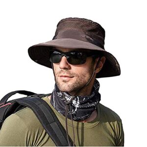 Men Women Sunscreen Cooling Hat Ice Cap Heatstroke Protection Cooling Cap Wide Brim Sun Hat with UV Protection Coffee