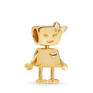 minijewelry little bella robot bot charm fits pandora moments bracelets women sterling silver gold