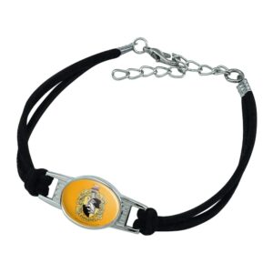 graphics & more harry potter hufflepuff painted crest novelty suede leather metal bracelet - black