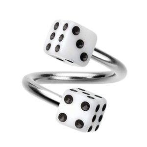 covet jewelry double dice acrylic twist spiral ring (white)