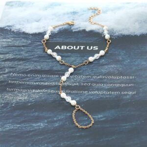 Olbye Pearl Toe Ring Anklet Bracelet Gold Barefoot Sandals Personalize Foot Chain Jewelry for Women Beach Wedding 2 Pcs