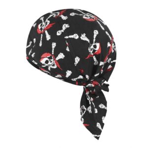 cotton skull cap, unisex bandana hat pirate headscarf sports headwear sun uv protection cycling bandana running beanie bike motorcycle under helmet liner