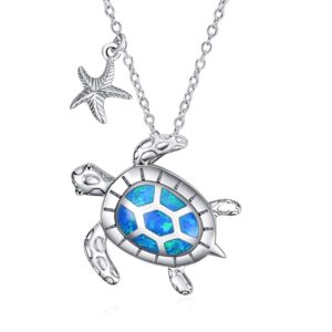 winnicaca sea turtle necklaces sterling silver turtle jewelry created blue opal ocean jewelry sea turtle gifts for women birthday valentines day gifts for her