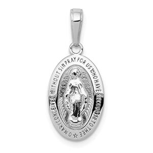 diamond2deal 14k white gold miraculous medal pendant fine jewelry