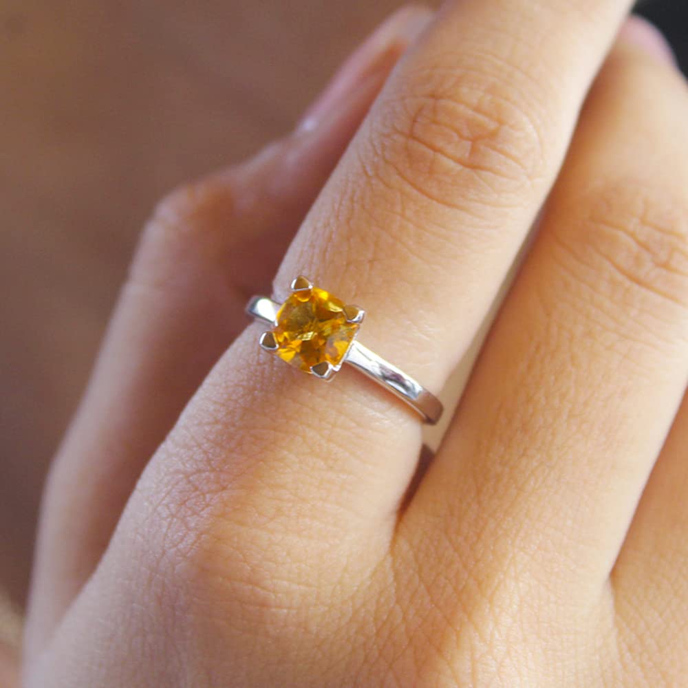 YoTreasure 1.82 Ct. Natural Healing Crystal Citrine Solid 925 Sterling Silver Ring Jewelry