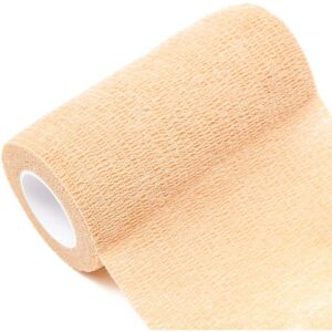 Juvale 12 Rolls Self Adhesive Bandage Wraps, 4 Inch x 5 Yards Cohesive Vet Tape for First Aid (Tan)