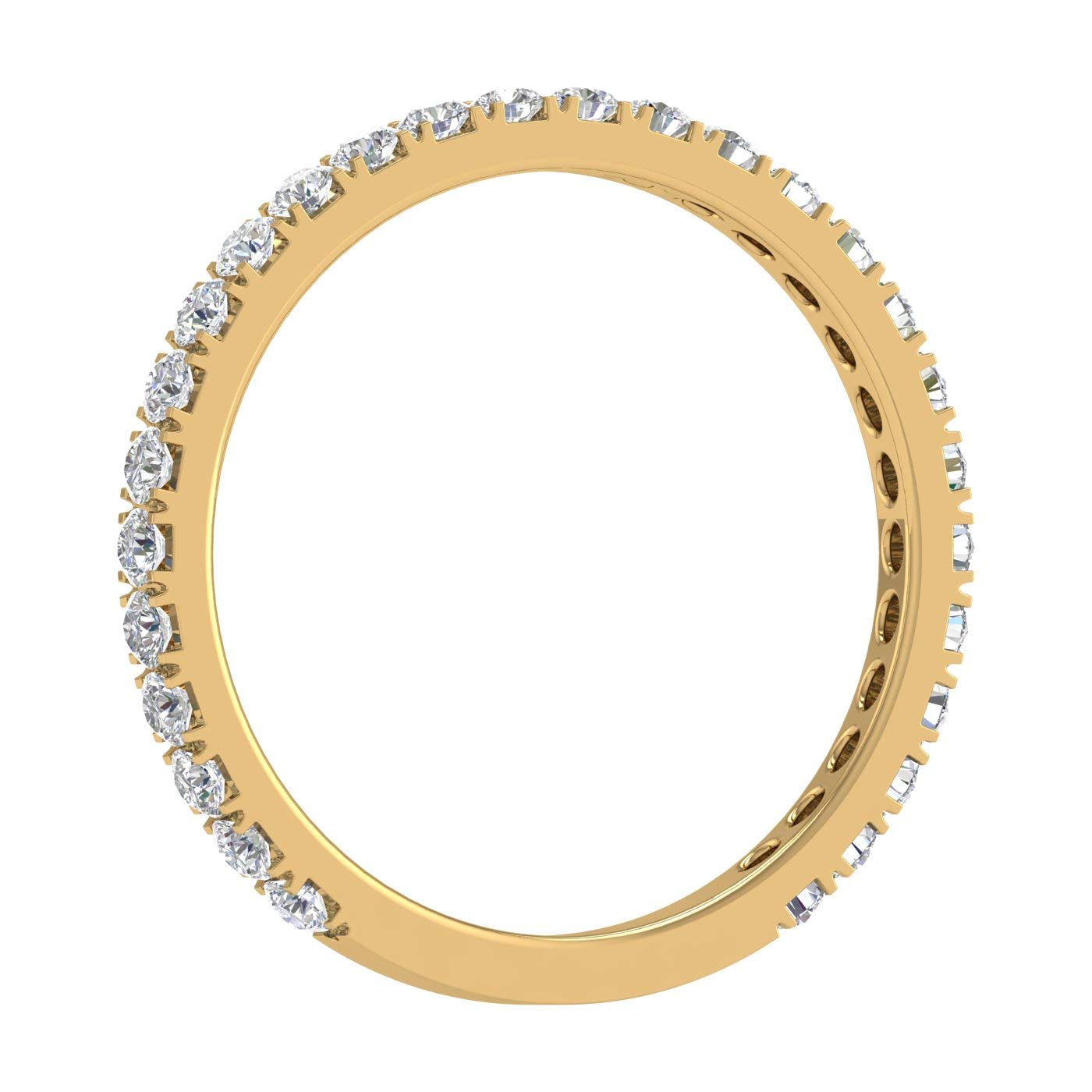 1/2 Carat Diamond 3/4 Eternity Wedding Band Ring in 14K Yellow Gold (Ring Size 7) (I1-I2 Clarity)