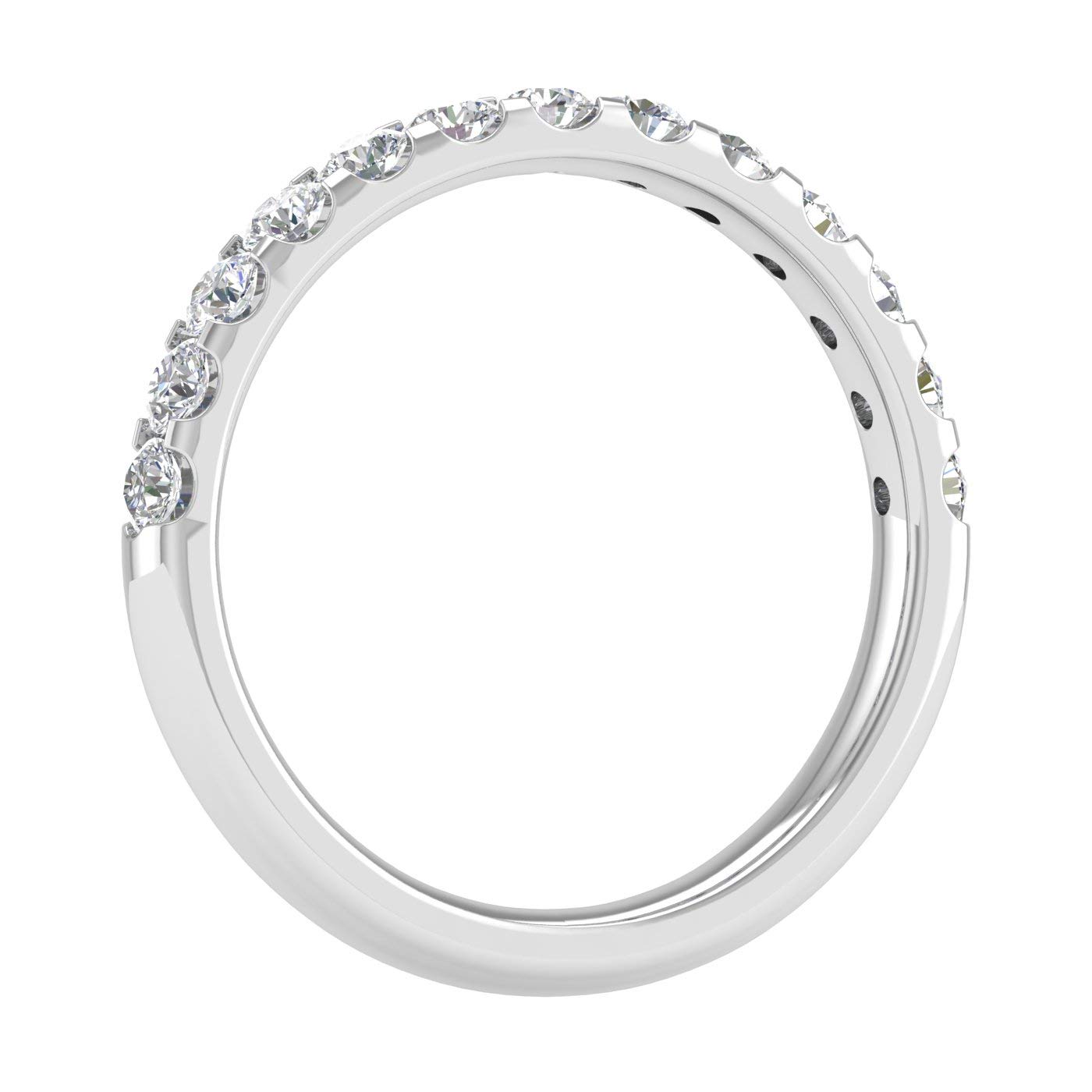 1/2 Carat Round Diamond Wedding Band Ring in 14K White Gold (Ring Size 8)