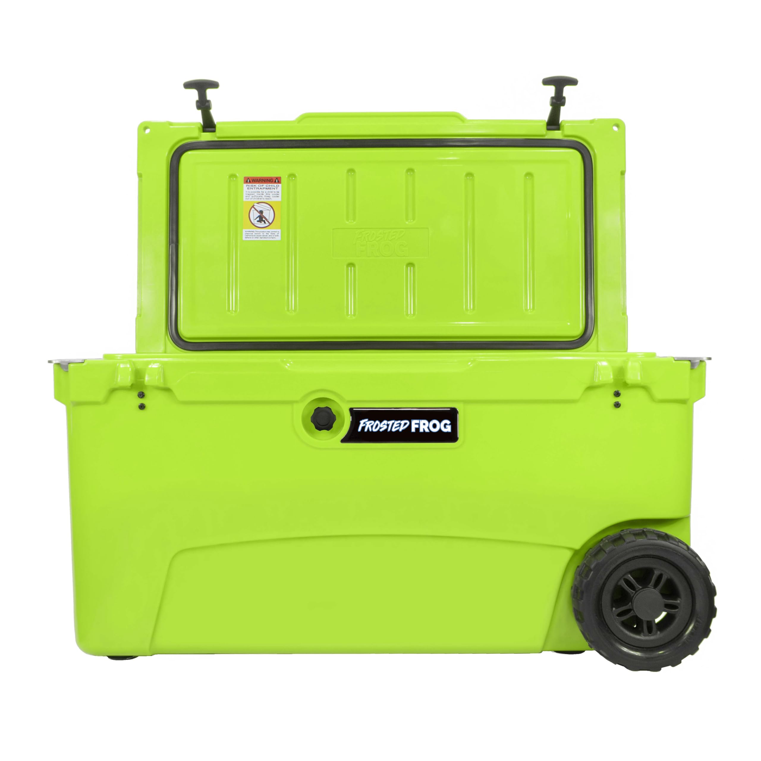 Frosted Frog Original Green 70 Quart Ice Chest Heavy Duty High Performance Roto-Molded Commercial Grade Insulated Cooler with Wheels