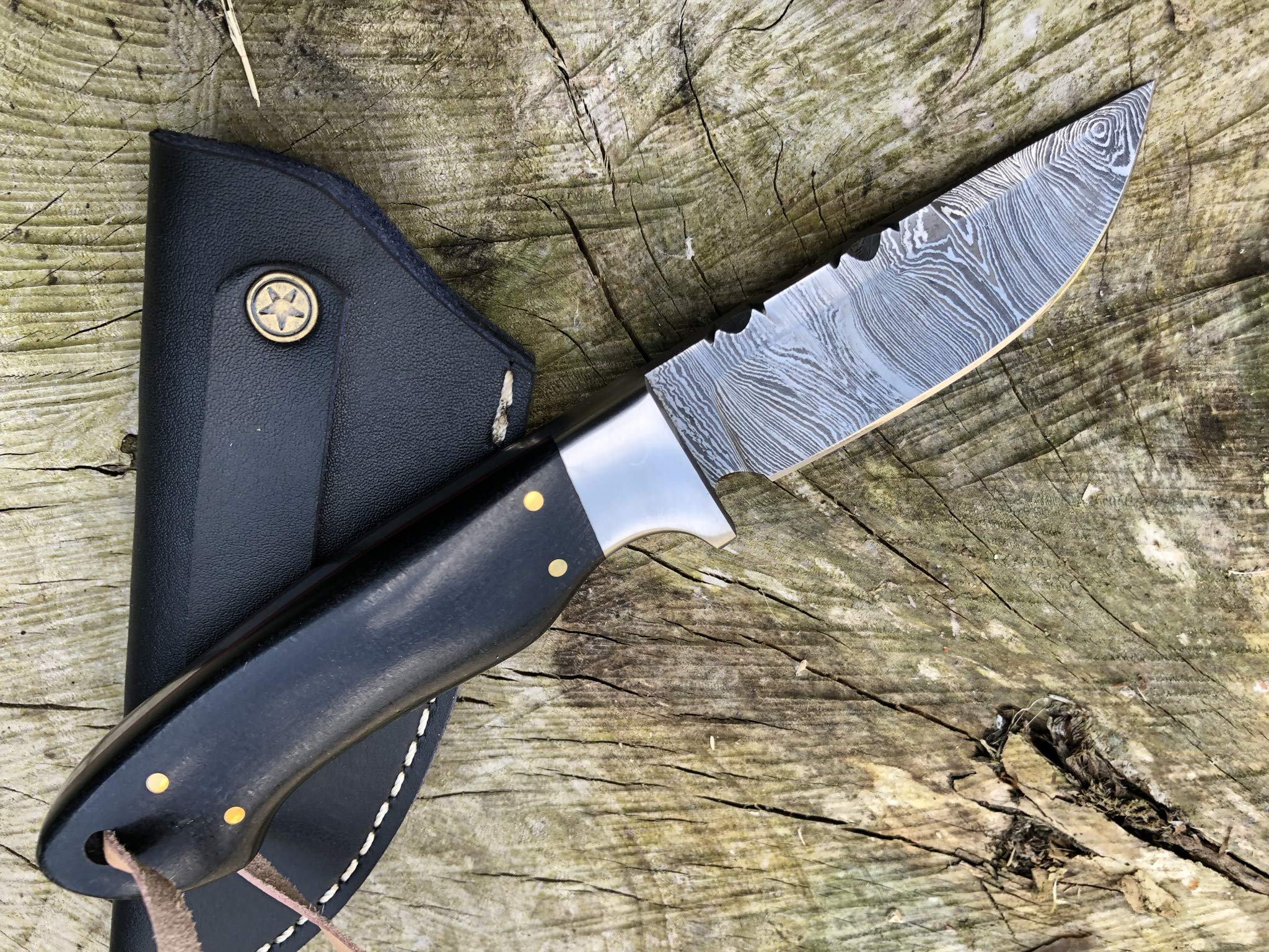 Perkin Damascus Steel Hunting Knife Bushcraft Camping Outdoor- SK1100