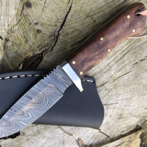 Perkin 6.5 Inches Damascus Steel Hunting Knife With Sheath SK300