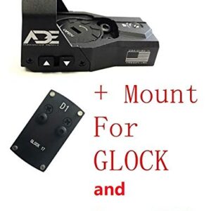 ADE Zantitium RD3-015 Red Dot Sight + Rear Sight Optic Mounting Plate/Adapter for All Glock (Non-MOS,Non-Aftermarket Slide) Standard, Canik TP9SF and Taurus GX4/G3C/G3 with Factory Steel Sight Pistol