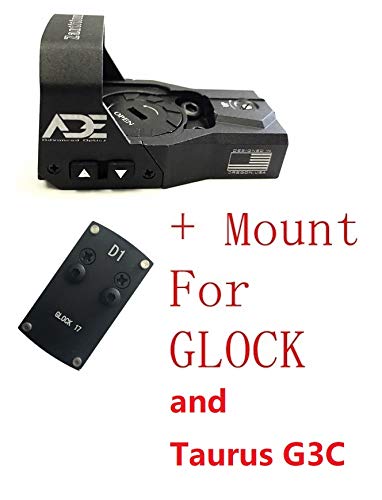 ADE Zantitium RD3-015 Red Dot Sight + Rear Sight Optic Mounting Plate/Adapter for All Glock (Non-MOS,Non-Aftermarket Slide) Standard, Canik TP9SF and Taurus GX4/G3C/G3 with Factory Steel Sight Pistol