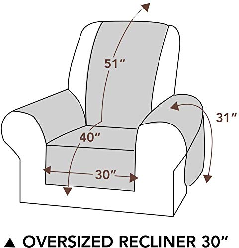 ASHLEYRIVER Reversible Recliner Chair Cover, Sofa Slipcover for Dogs, 3 Cushion Couch Protector (Recliner Oversize: Chocolate/Beige)