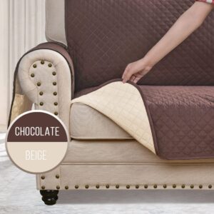 ASHLEYRIVER Reversible Recliner Chair Cover, Sofa Slipcover for Dogs, 3 Cushion Couch Protector (Recliner Oversize: Chocolate/Beige)