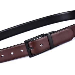 beltox fine Men's Dress Belt Leather Reversible 1.25" Wide Rotated Buckle Gift Box（Black/Brown Belt with 0440 Black Buckle,38-40）