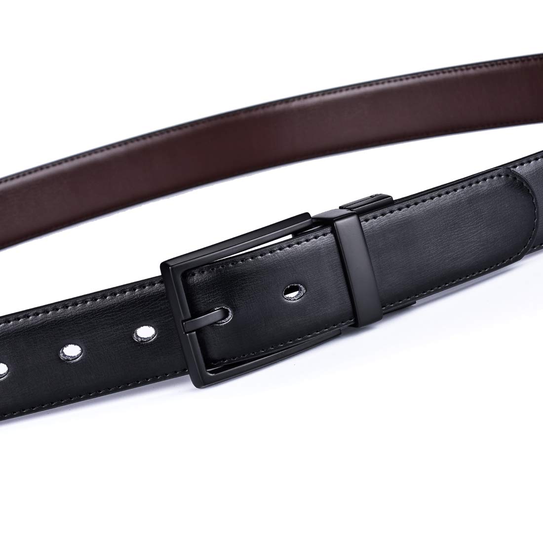 beltox fine Men's Dress Belt Leather Reversible 1.25" Wide Rotated Buckle Gift Box（Black/Brown Belt with 0440 Black Buckle,38-40）