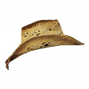 men's & women's western style cowboy/cowgirl toyo straw hat (tea stain-brown/beads)