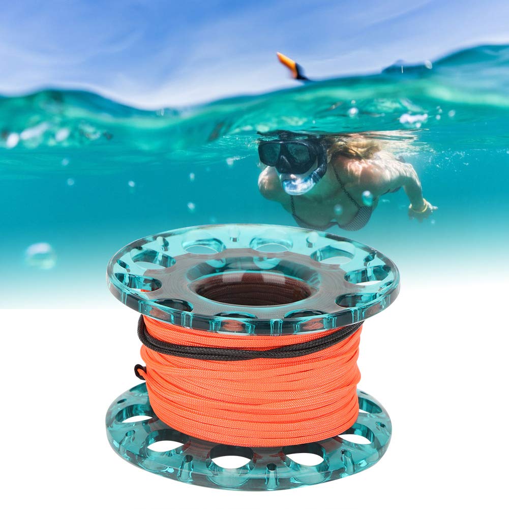 Diving Spool Reel,30m Scuba Diving Finger Spool Reel Durable Plastic Underwater Cave Diving Snorkeling Finger Spool Guide Line with Double Ended Bolt Clip ( Blue)