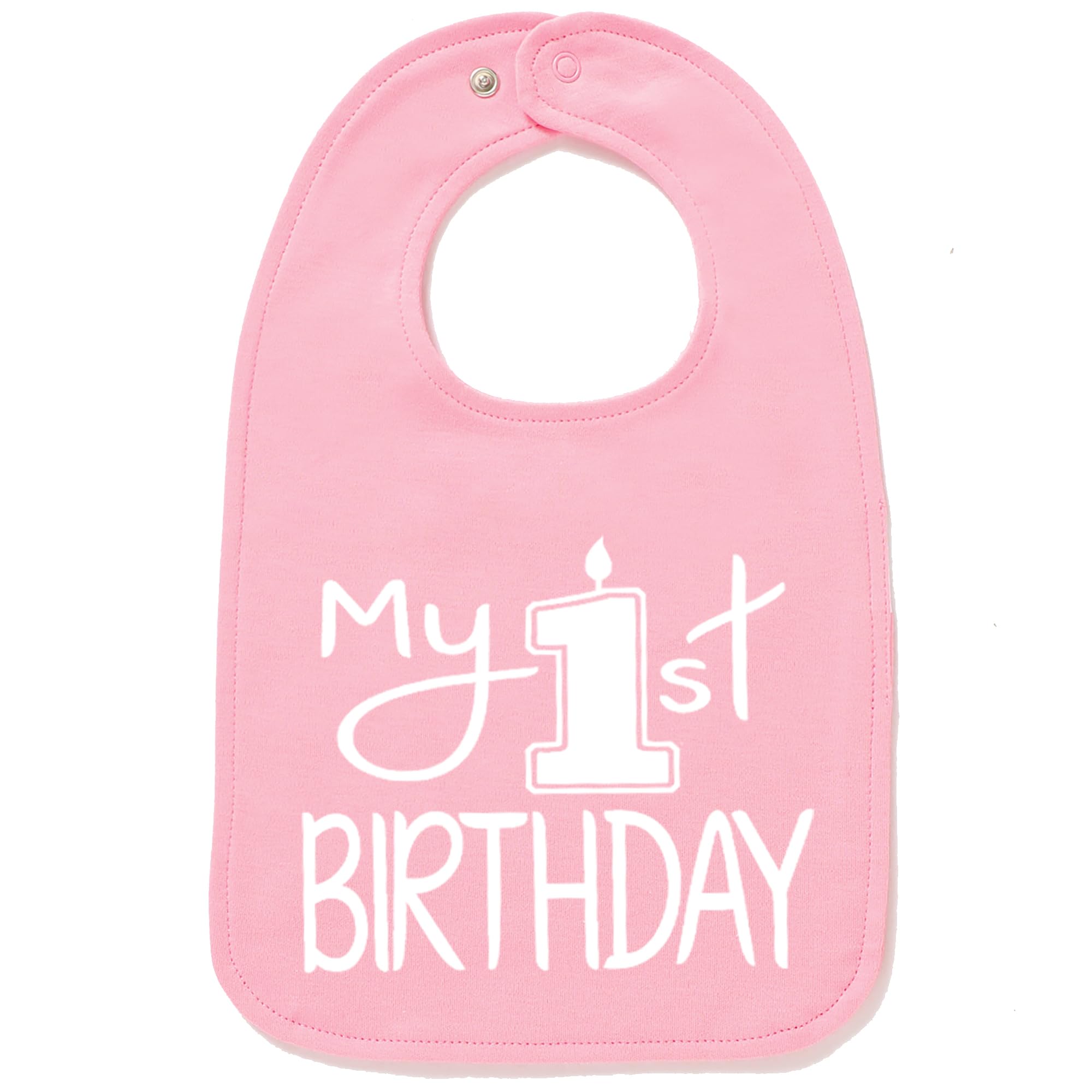 Aiden's Corner Handmade Cute Baby Boy Girl First Birthday Smash Cake Bibs - My 1st Birthday Bib (White Pink Bib)