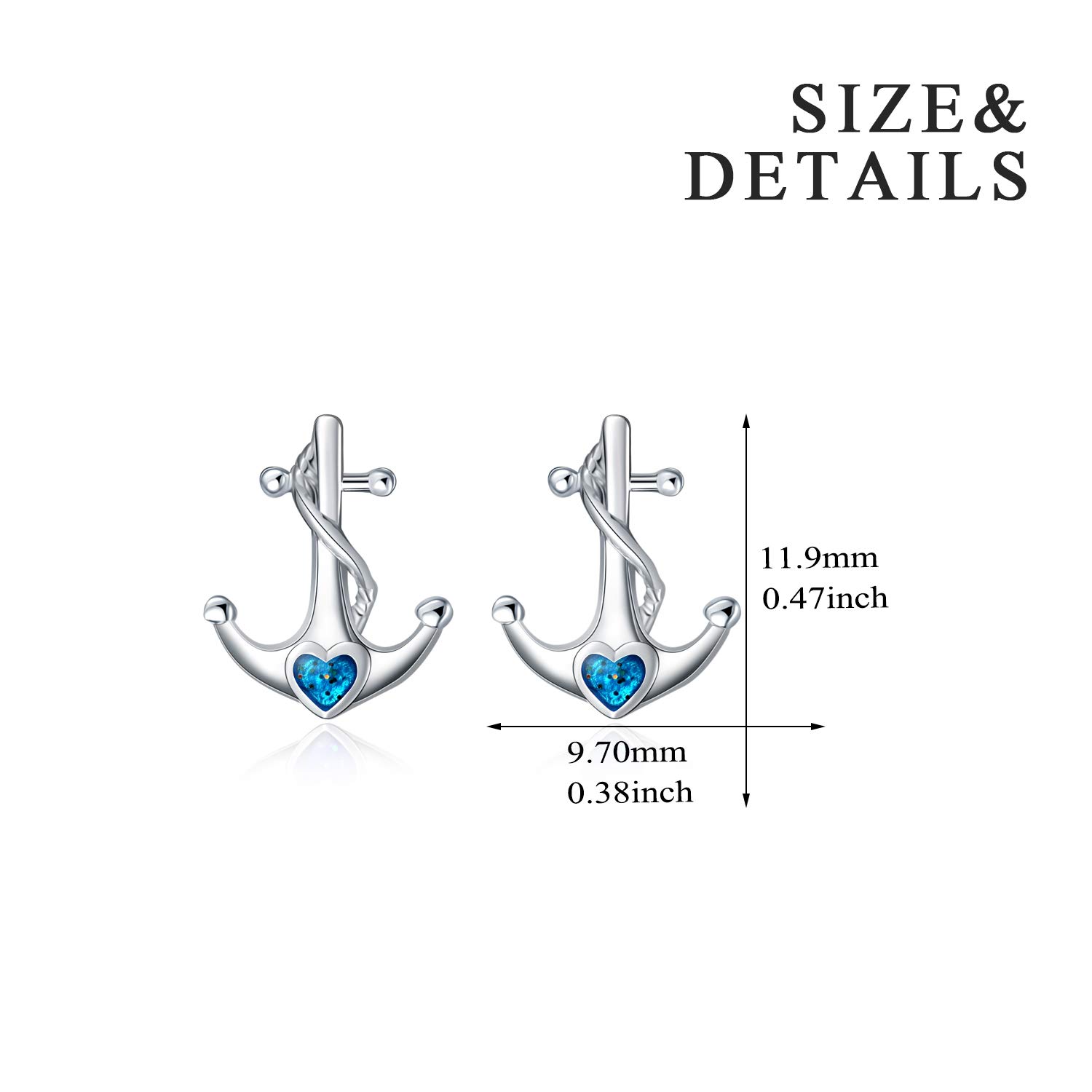 YFN Anchor Earrings Sterling Silver Anchor Stud Nautical Jewelry for Women