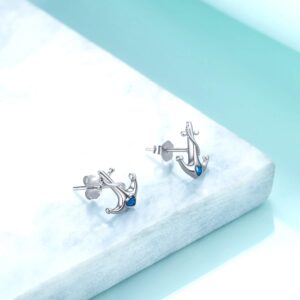 YFN Anchor Earrings Sterling Silver Anchor Stud Nautical Jewelry for Women