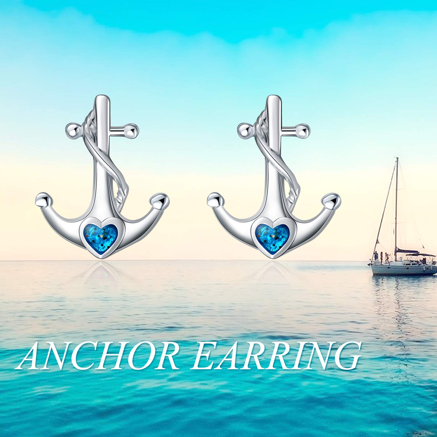 YFN Anchor Earrings Sterling Silver Anchor Stud Nautical Jewelry for Women