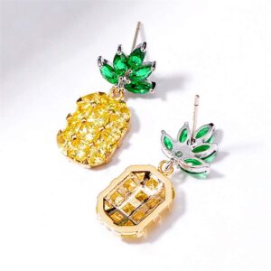 Light Weight Pineapple Watermelon Crystal Stud Earrings for Women Girls Cute Hawaiian Vacation Beach Party Dangle Drop Fruit Earring (Pineapple 2)