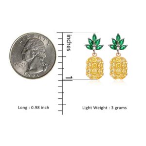 Light Weight Pineapple Watermelon Crystal Stud Earrings for Women Girls Cute Hawaiian Vacation Beach Party Dangle Drop Fruit Earring (Pineapple 2)