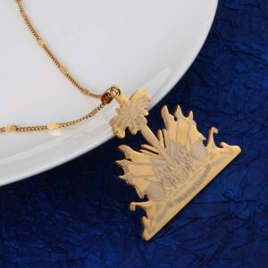 Stainless Steel Haiti Pendant and Necklace Ayiti Items Haiti Jewelry (Gold)