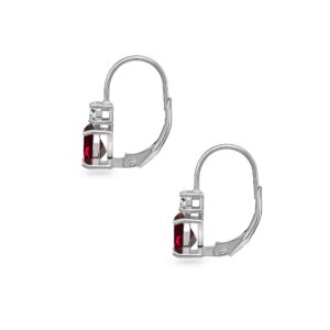 Ruby Earrings for Women Sterling Silver 7x5mm Teardrop Synthetic Rubys and CZ Dainty Leverback Red Drop Earring for Bridesmaids