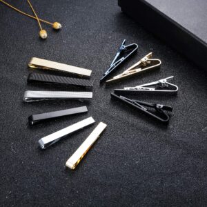 JOERICA 10 Pcs Tie Clips Set for Men Tie Bar Pin Clips Set for Regular Ties Necktie Wedding Business Clips With Gift Box