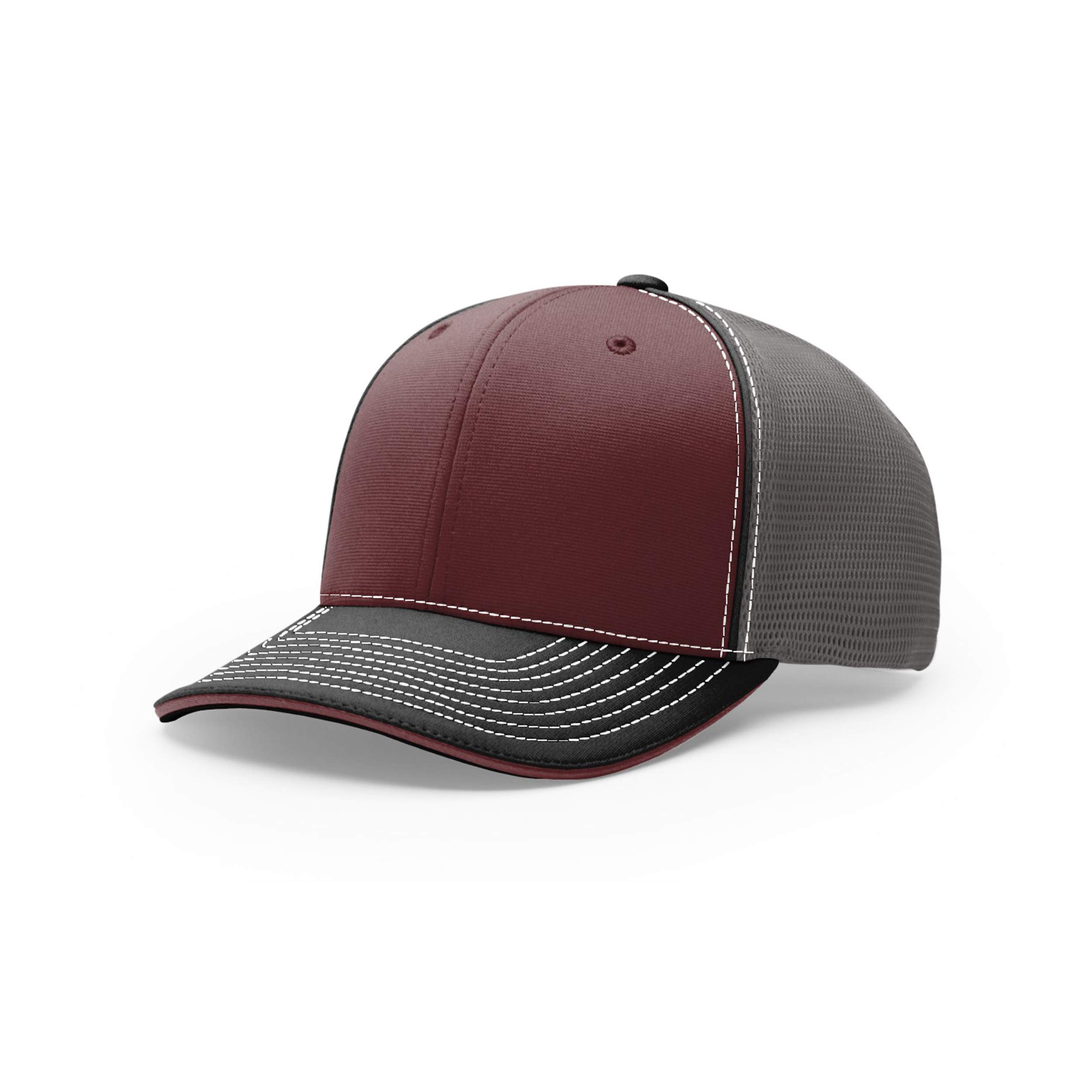 Richardson Unisex 172 Trucker Pulse Sportmesh R-Flex Baseball Cap, Tri Maroon/Charcoal/Black LG-XL, Large/X-Large