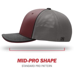 Richardson Unisex 172 Trucker Pulse Sportmesh R-Flex Baseball Cap, Tri Maroon/Charcoal/Black LG-XL, Large/X-Large