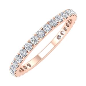 1/2 carat diamond 3/4 eternity wedding band ring in 14k rose gold (ring size 7.5) (i1-i2 clarity)