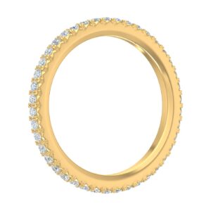 FINEROCK 1/2 Carat Prong Set Diamond Ladies Eternity Ring in 14K Yellow Gold (Ring Size 7) (I1-I2 Clarity)