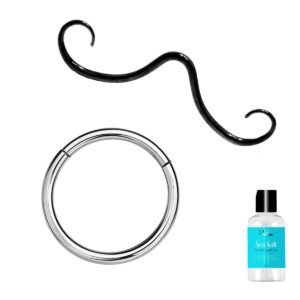 black pvd over 316l surgical steel septum mustache nose ring 16g septum piercing jewelry