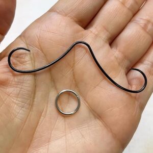 Black PVD Over 316L Surgical Steel Septum Mustache Nose Ring 16G Septum Piercing Jewelry