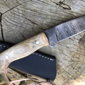 Perkin 7 Inches Damascus Steel Hunting Knife With Sheath SK500