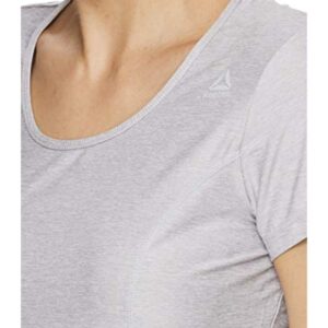 Reebok Women's Gym & Workout T-Shirt - Dynamic Fitted Performance Short Sleeve Athletic Top, Dynamic Ss Silver Sconce Heather, X-Small