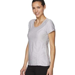 Reebok Women's Gym & Workout T-Shirt - Dynamic Fitted Performance Short Sleeve Athletic Top, Dynamic Ss Silver Sconce Heather, X-Small