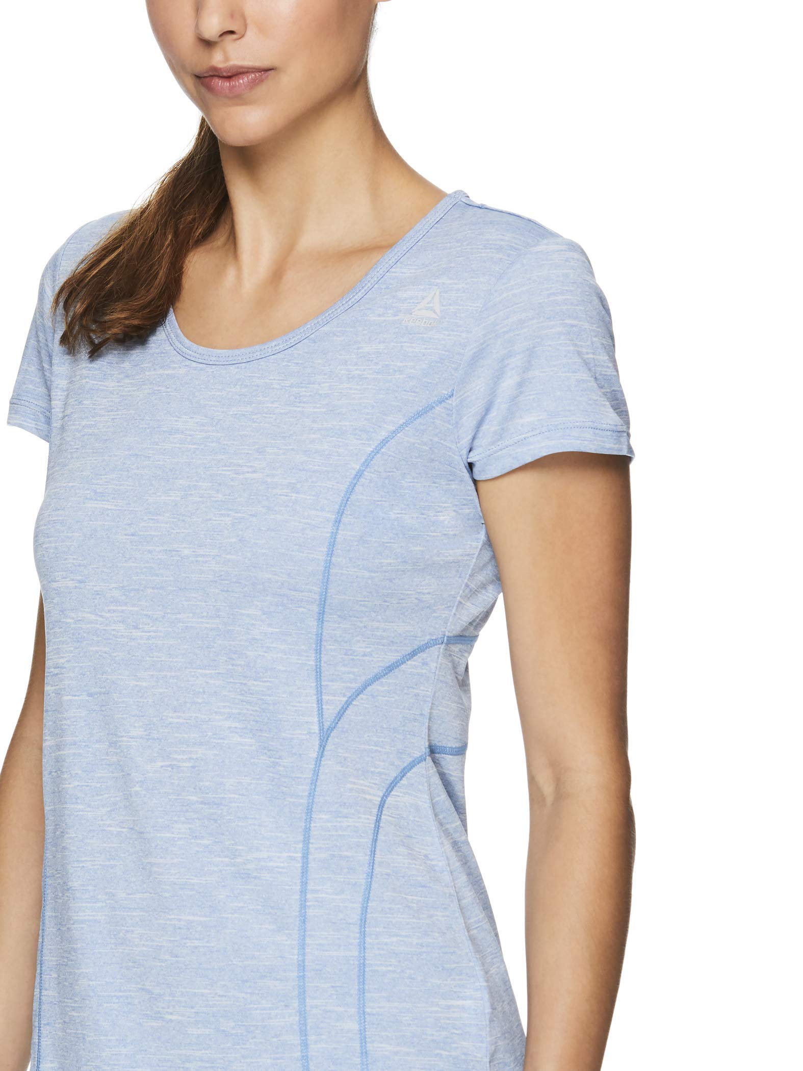 Reebok Womens Varigated Heathered Basic T-Shirt, Blue, Medium