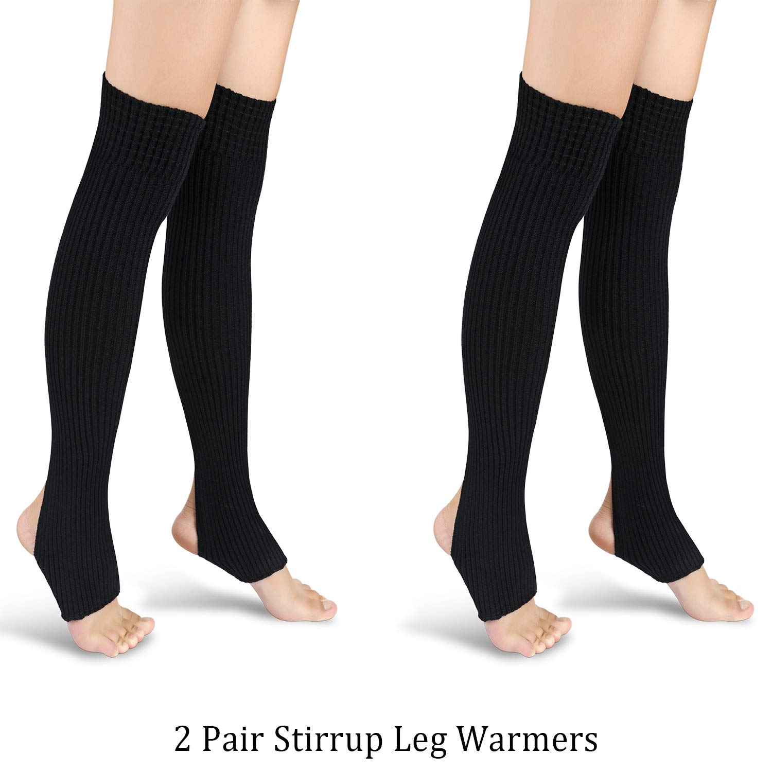 SATINIOR 2 Pairs Stirrup Leg Warmers Straight Over the Knee Socks 21.65 Inch Ballet Dance Socks Yoga Latin Boot Cuffs Socks for Women