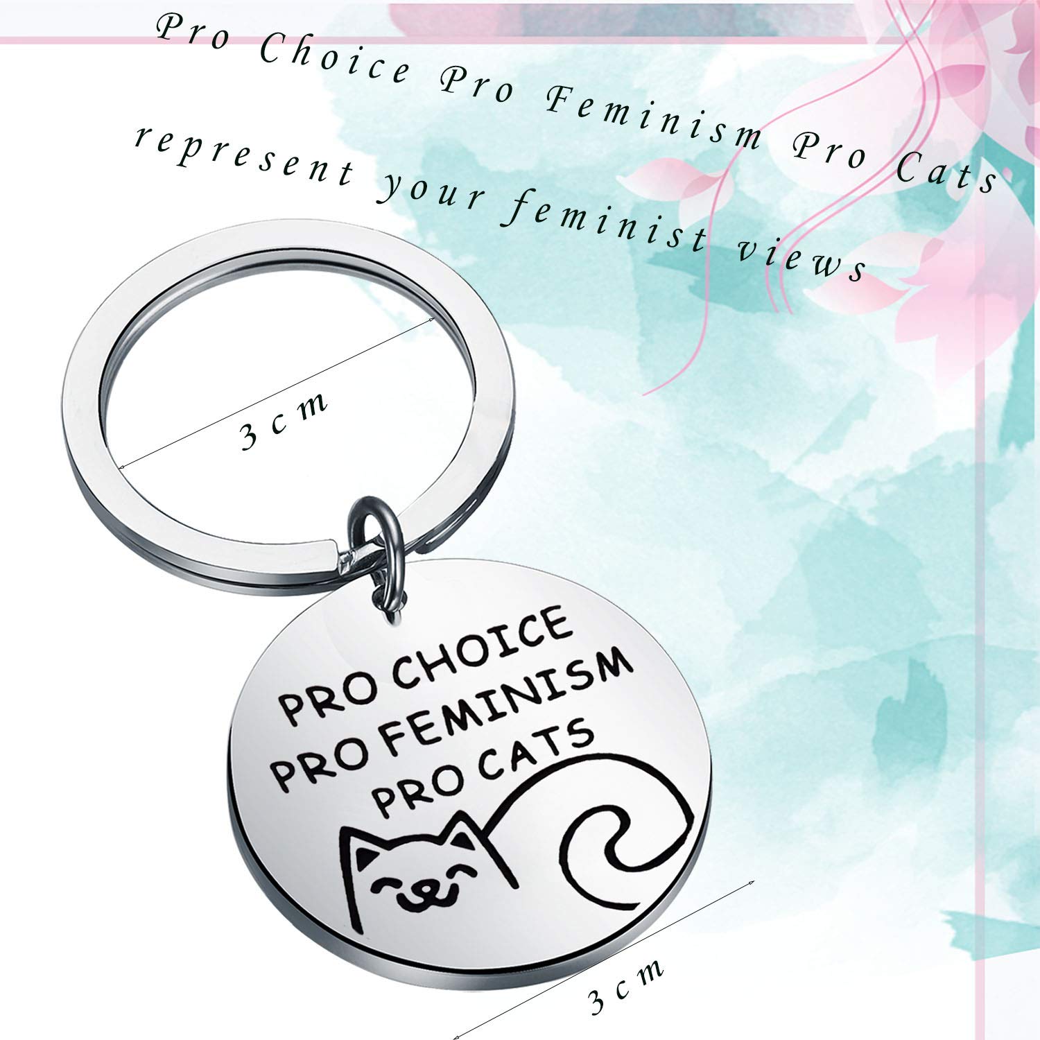 bobauna Pro Choice Pro Feminism Pro Cats Feminist Keychain Empowering Positive Jewelry Gift For Women (pro choice feminism cat keychain)