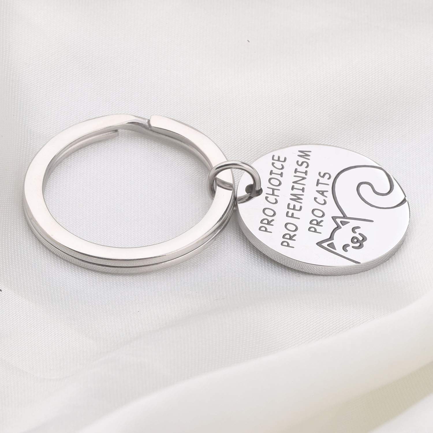 bobauna Pro Choice Pro Feminism Pro Cats Feminist Keychain Empowering Positive Jewelry Gift For Women (pro choice feminism cat keychain)