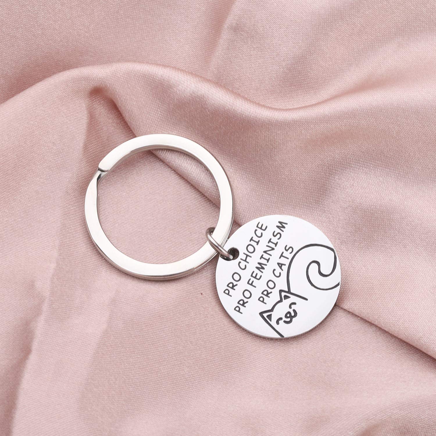 bobauna Pro Choice Pro Feminism Pro Cats Feminist Keychain Empowering Positive Jewelry Gift For Women (pro choice feminism cat keychain)