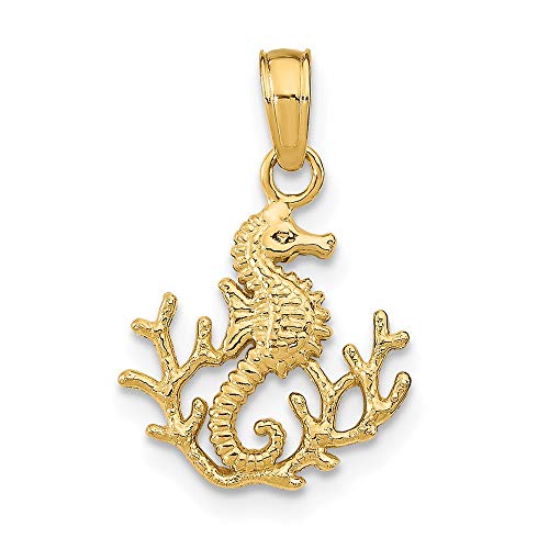 IceCarats 14K Yellow Gold Small Seahorse Necklace Charm Pendant Only